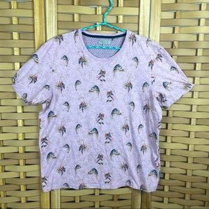 TED BAKER LONDON Parrot Palm Leaf Heathered Lavender Purple Summer T-Shirt